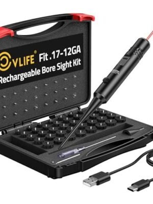45% off CVLIFE Rechargeable Bore Sight Laser Kit with 64 Adapters fit 0.17 to 12GA Calibers, Professional Red/Green Laser Bore Sight with Button...
