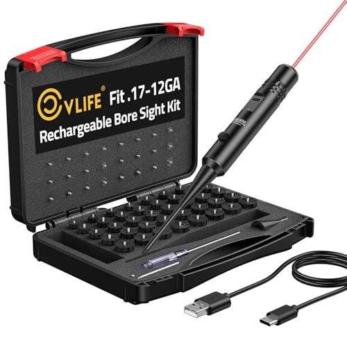 45% off CVLIFE Rechargeable Bore Sight Laser Kit with 64 Adapters fit 0.17 to 12GA Calibers, Professional Red/Green Laser Bore Sight with Button...