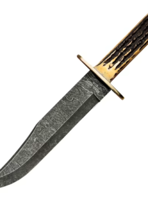 Bear & Son Cutlery Bowie Knife, 8.25" Damascus Steel Blade, Bone Handle, Finger Guard, India Stag - $169.99 (Free S/H over $50)