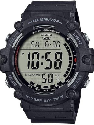 Casio Illuminator AE1500WH Series 10-Year Battery LED Backlight 5-Alarms 1/100 Sec Stopwatch (Black, Tan) - $23.97 + FREE Shipping