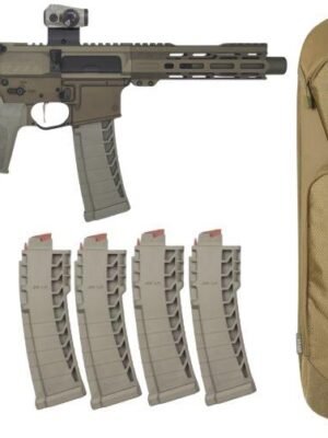 CMMG MK4 22LR 4.5" 25RD & ZEROED 22LR SUPPRESSOR FDE / BRONZE PISTOL w/ RED DOT, 5x MAGS, Savior Covert Bag, Quiet Riot Package - $1299.99