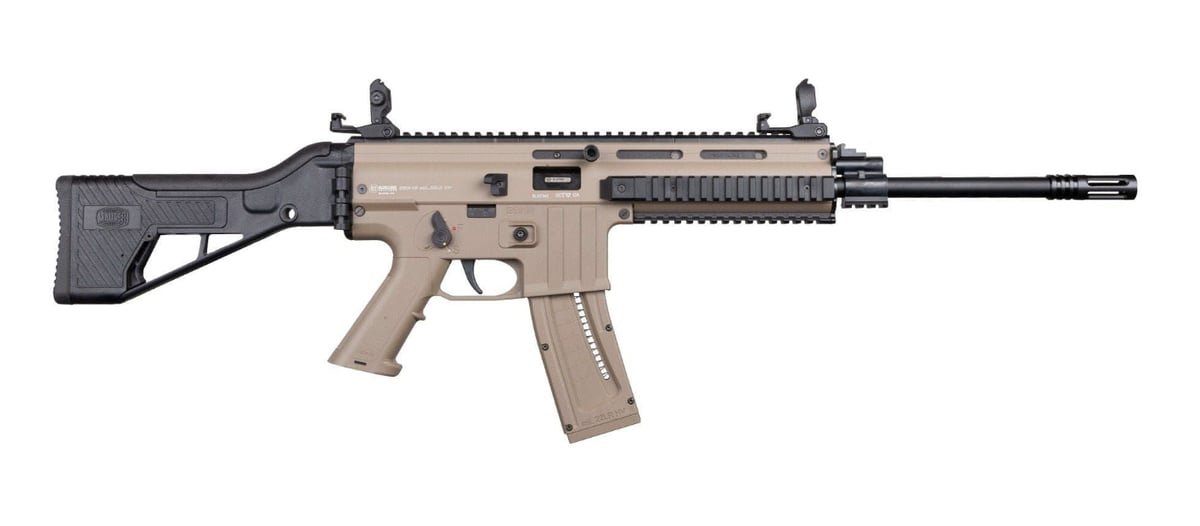 Mauser M-15 .22 LR 16.4" 22+1 Rds Semi-Auto Rifle, Black / Tan, Flip Up Sights, Folding Stock - $249.99