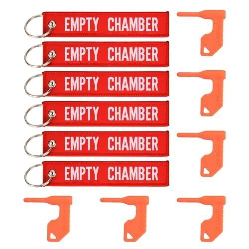 Pridefend Chamber Safety Flag for Rifle Handgun Shotgun with Bonus Bright Yellow Key Chain Tags - Universal Gun Accessories 6/10 Pack (6 packs,...