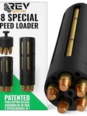 RevIndustries 38 Special Speed Loader - 357 Magnum Speedloader for 5 Shot Revolvers, 15 Round High Capacity 3-in-1 EDC Reload Tool– Fits S&W J...