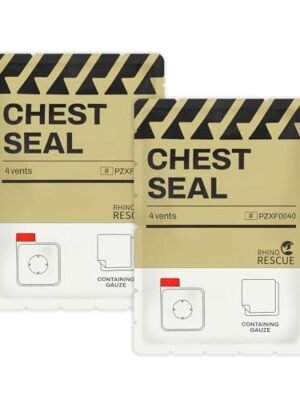 RHINO RESCUE Vented Chest Seal, 4 Vents, Sterile Emergency Trauma Dressing, Occlusive Adhesive Pad, IFAK Trauma Refill Medical First Aid Supplies...