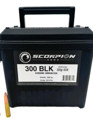 Scorpion Ammo 300 Blackout 220gr Subsonic FMJ 200rd + Ammo Can - $149.99