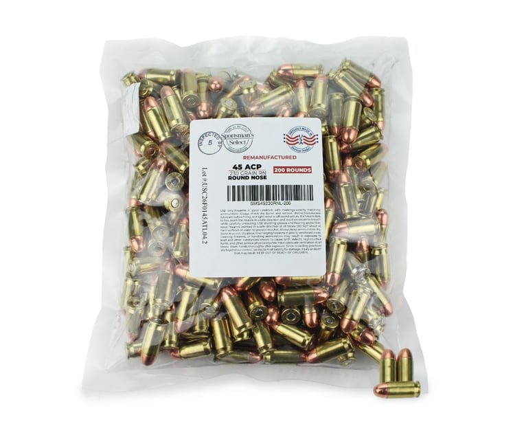Sportsman's Select Remanufactured 45 ACP 230gr TMJ RN Large Primer 200 Rounds - $67.73 w/ Code: "5PTODAY"