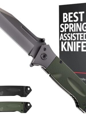 Spring Assisted Heavy Duty Pocket Knife 3.5" Tanto Blade Folding Tactical Self Defense Japanese Portable Clip (Black, Green, SS) - $9.99 + FREE...